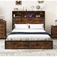 Łóżko podwójne COSTWAY 140x200 cm ze stacją ładującą za 588,00zł na Amazon.pl