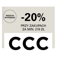 - 20% na przecenione i nieprzecenione artykuły przy MWZ 219 zł w CCC 