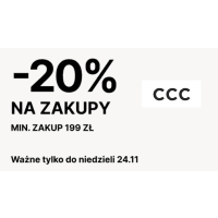 Rabat -20% na zakupy przy MWZ 199 zł w CCC