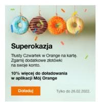 10% gratis za doładowanie konta przez Mój Orange