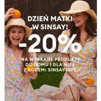 -20% na wybrane produkty + darmowa dostawa w Sinsay