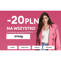 -20 zł rabatu przy MWZ 200 zł w Sinsay