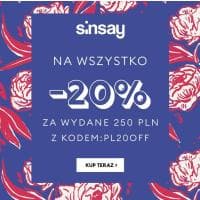 -20% na wszystko przy MWZ 250 zł w Sinsay