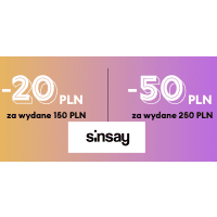  -50 zł przy MWZ 250 zł i -20 zł przy MWZ 150 zł w Sinsay 