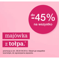 Do -45% na wszystkie kosmetyki w Tolpa.pl