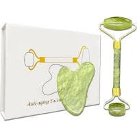 Zestaw premium Gua Sha zestaw wałek podwójny + kamień jadeit zielony za 25 zł na Amazon.pl