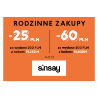 -60 zł przy MWZ 300 zł i -25 zł przy MWZ 200 zł w Sinsay